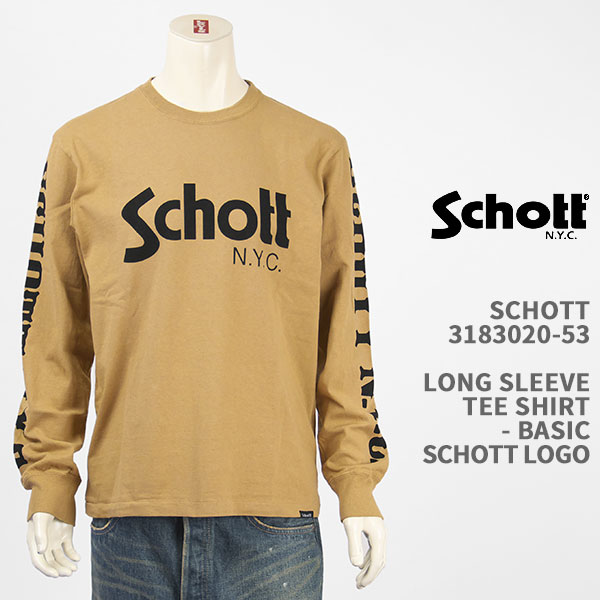 Schott Vbg  TVc x[VbN S SCHOTT LONG SLEEVE T-SHIRT BASIC LOGO 3183020-53yKi/{/vg/z