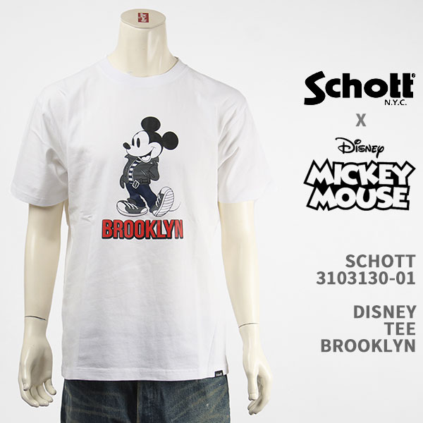 Schott Disney ショット ディズニー ミッキーマウス Tシャツ SCHOTT DISNEY T-SHIRT BROOKLYN MICKEY MOUSE 3103130-01【国内正規品/半袖/送料無料】
