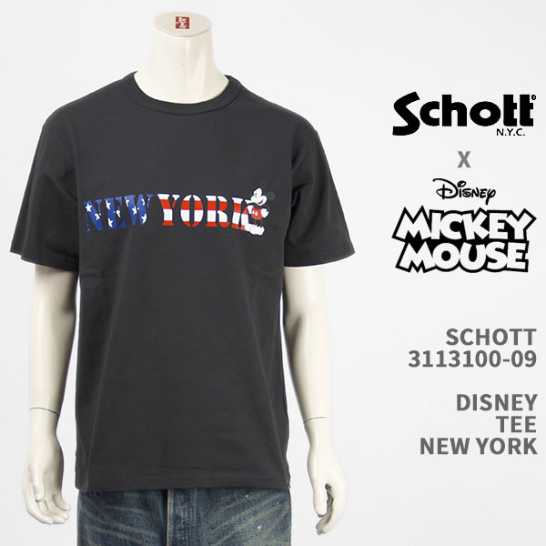 楽天ジーンズ　ジーパ　ウェブサイトSchott Disney ショット ディズニー ミッキーマウス Tシャツ SCHOTT DISNEY TEE NEW YORK MICKEY MOUSE 3113100-09【国内正規品/半袖】