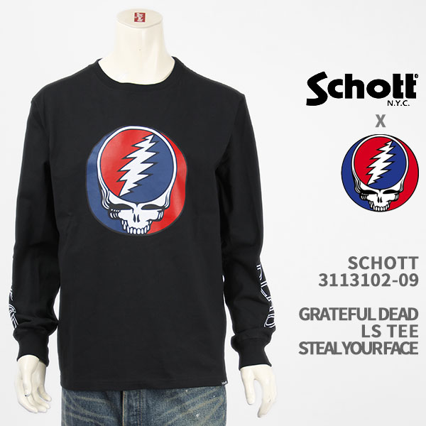 Schott Grateful Dead Vbg OCgtfbh TVc XeB[AtFCX SCHOTT GRATEFUL DEAD T-SHIRT STEAL YOUR FACE 3113102-09yKi//Tz