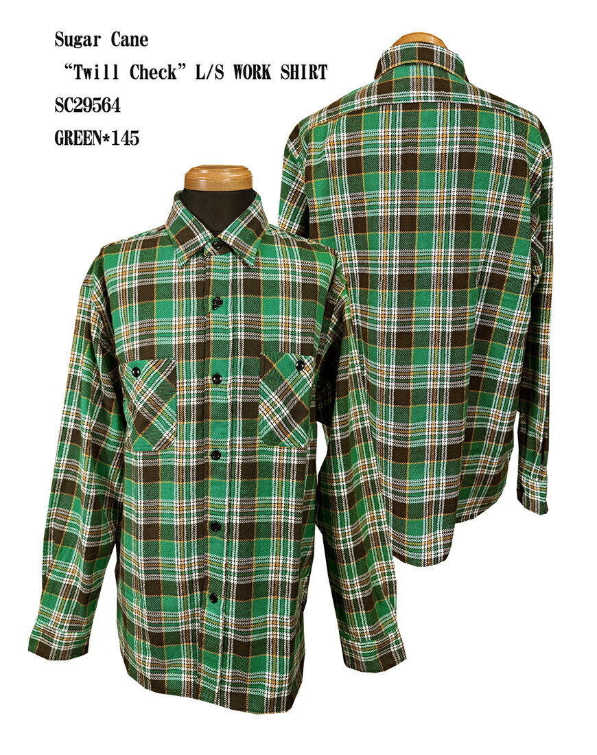 乐天商城 - Sugar Cane（シュガーケーン） “Twill Check”L/S WORK SHIRT SC29564-25AWメンズ アメカジ 男性 長袖 シャツ 日本製 国産