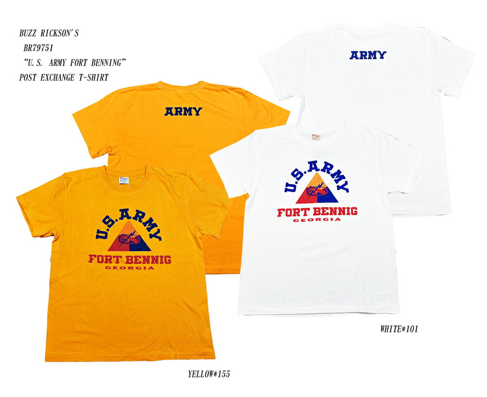 BUZZ RICKSON'S バズリクソンズ BR79751 “U.S. ARMY FORT BENNING” POST EXCHANGE T-SHIRT半袖Tシャツ2026年生産モデルメンズ アメカジ 男性 半袖Tシャツ