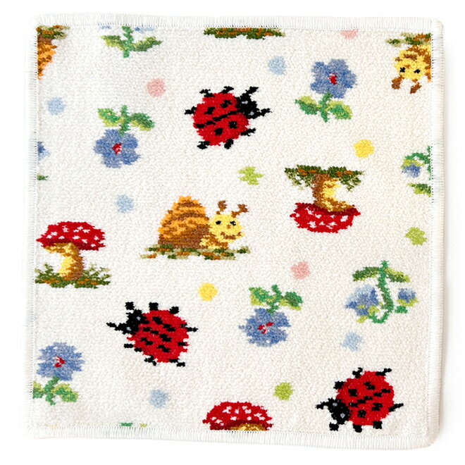 樂天商城 - フェイラー FEILER ハンカチ ハンドタオル PAULI DOTS パウリ・ドッツ 25 x 25cm ホワイト PAUDOT48 てんとう虫 タオルハンカチ 熨斗不可 クリックポストOK