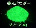 高輝度タイプ 蓄光パウダー グリーン 30g 蓄光顔料 粉末タイプ 夜光 / 長残光 / 緑 発光