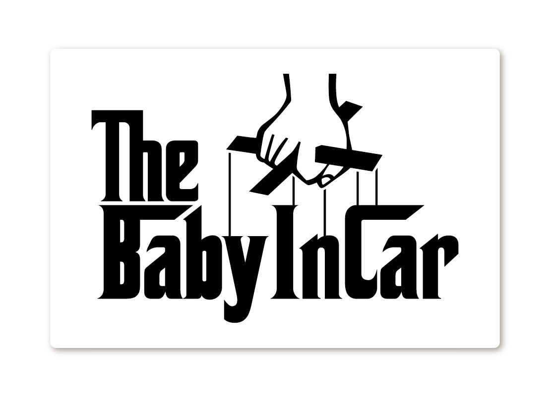 Rakuten - ゴッドファーザー 風 BABY IN CAR ステッカー 白地×黒文字 赤ちゃん 乗ってます ベビーインカー 車 シール 映画 パロディ 車用シール BABYINCAR