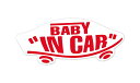 BABY IN CAR ステッカー 白×赤 ホワイト レッド 赤ちゃんが乗ってます ベビーインカー スケボー 車 シール パロディ VANS風 SIZE：w150mm×h65mm