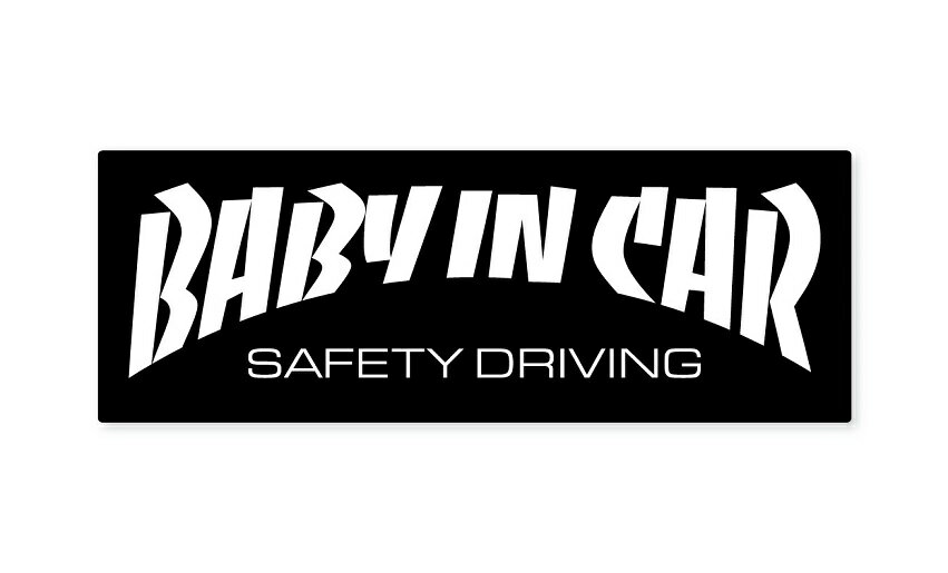 BABY IN CAR ステッカー 黒×白 ブラック ホワイト 赤ちゃんが乗ってます ベビーインカー スラッシャー風 シール 車 デカール パロディ 1
