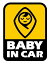 BABY IN CAR ƥå   ֤󤬾äƤޤ  ٥ӡ󥫡 ѥ 襤 饯 ver.1 SIZEw115mmh150mm