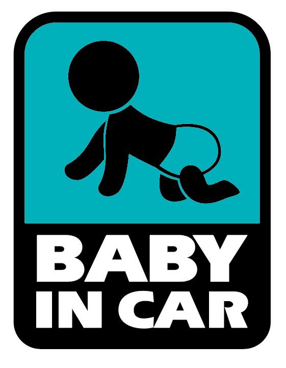 Rakuten - BABY IN CAR ステッカー ターコイズブルー 青 赤ちゃん のってます 車 ベビーインカー シール 車用 かわいい キャラクター ver.2 SIZE：w115mm×h150mm