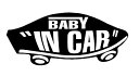 BABY IN CAR ステッカー ブラック 黒 赤ちゃんが乗ってます ベビーインカー スケボー 車 シール パロディ VANS風 SIZE：w150mm×h65mm