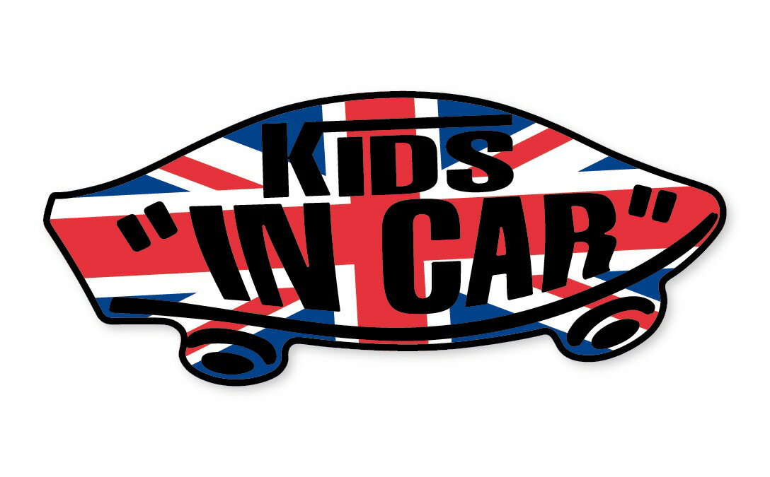 KIDS IN CAR ステッカー UKカラー イギリス 国旗 ユニオンジャック 子どもが乗ってます キッズインカー スケボー 車 シール パロディ VANS風 SIZE：w150mm×h65mm