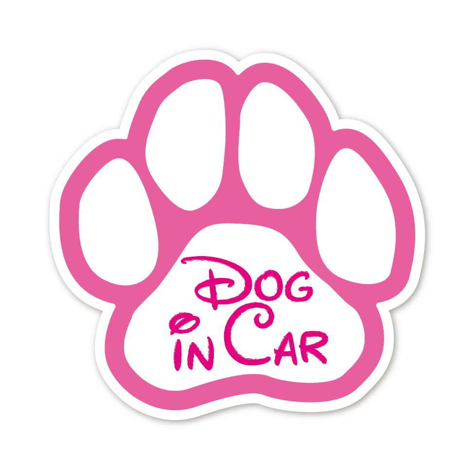 楽天蓄光堂DOG IN CAR ステッカー 肉球 ピンク 犬が乗ってます ドッグインカー ワンちゃん 愛犬 足跡 車 シール ドライブ