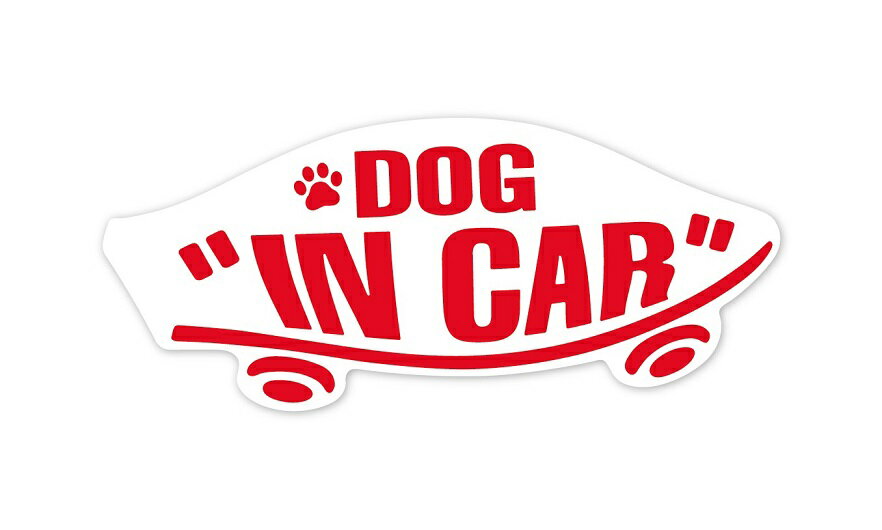 DOG IN CAR ステッカー 白×赤 ホワイト