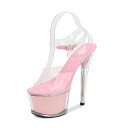 *711510【22.5cm】グリッター超厚底クリアーピンヒール☆薄ピンク☆【7115】【22.5cm】【HEEL】【 キャバサンダル 】【 キャバヒール 】【サンダル ヒール ミュール パンプス】【 キャバ サンダル 】【 キャバ ヒール 】【 クリア サンダル 】(4)