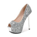 *71401【24.0cm】ラメパンプス☆銀(シルバー)☆【7140】【HEEL】【 キャバサンダル 】【 キャバヒール 】【サンダル ヒール ミュール パンプス】【 キャバ サンダル 】【 キャバ ヒール 】【 クリア サンダル 】【 キャバ パンプス 】(4)