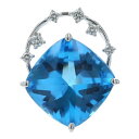 TASAKI 田崎 K18WG ペンダントトップ ブルートパーズ 12.30ct ダイヤモンド バフトップカット アーチ【新品仕上済】【zz】【中古】【送料無料】