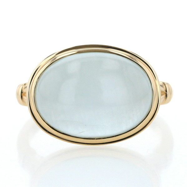 BIZOUX ビズー K18YG イエローゴールド ソレイユリング アクアマリン 一粒 カボション ベゼル 大粒 現行品 指輪 10号【新品仕上済】【zz】【中古】【送料無料】のサムネイル