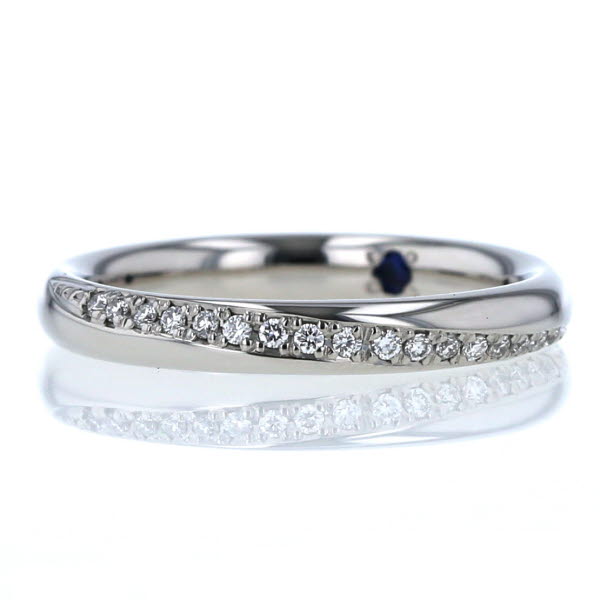 銀座ダイヤモンドシライシ スパイラル Pt900 プラチナ リング ダイヤモンド 0.10 サファイア 0.02ct ツイスト 指輪 13号【新品仕上済】【el】【中古】【送料無料】のサムネイル