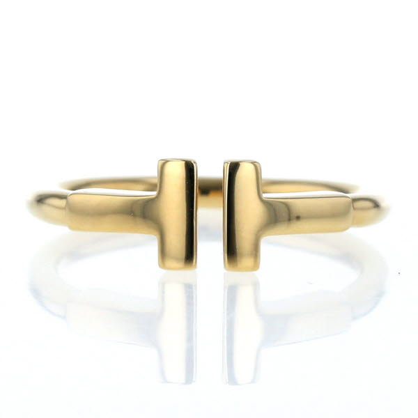 TIFFANY&Co. ティファニー Au750 K18YG イエローゴールド Tワイヤーリング ティー スマイル 8号 指輪【新品仕上済】【el】【中古】【送料無料】のサムネイル