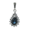 Pt900 プラチナ ペンダントトップ サファイア 0.70ct ダイヤモンド 0.21ct ペアシェイプ 取り巻き シンプル【新品仕上済】【zz】【中古】【送料無料】(4)