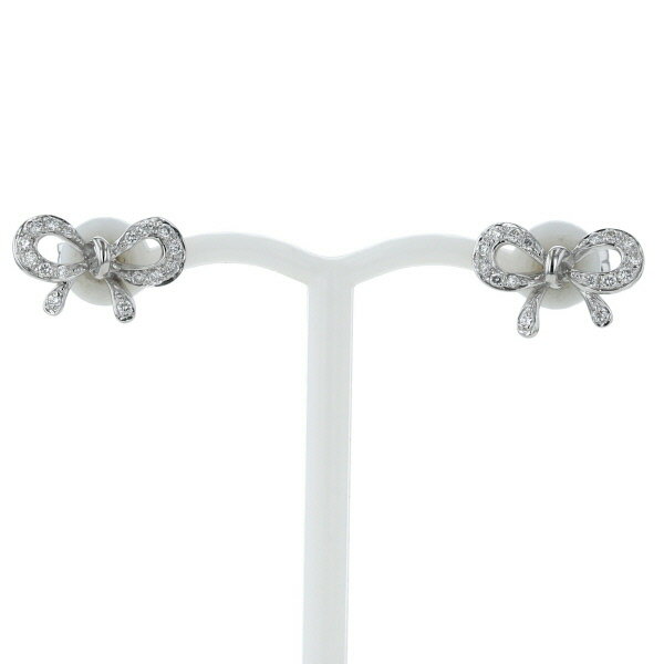 Ponte Vecchio ポンテヴェキオ K18WG ホワイトゴールド ピアス ダイヤモンド 0.065ct/0.065ct リボン【新品仕上済】【zz】【中古】【送料無料】のサムネイル