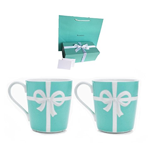 ティファニー マグカップ ブルーボックス 2個 箱入 ブルー リボン ギフト ボーンチャイナ ギフト (ティファニー マグカップ ブルーボックス 2個セット)のサムネイル
