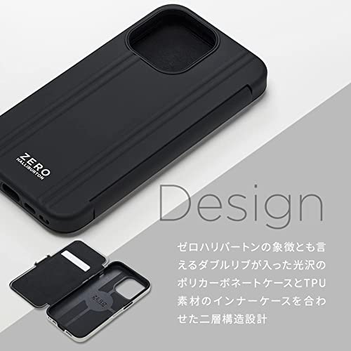 【iPhone13 Pro ケース】ZERO HALLIBURTON Hybrid Shockproof Flip Case for iPhone13 Pro 手帳型 (Black) [UNiCASE]