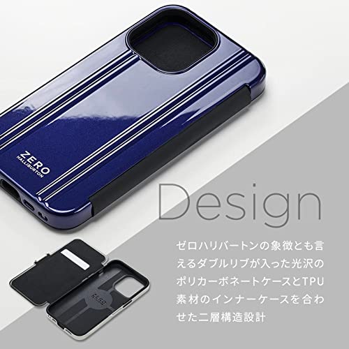 【iPhone13 ケース】ZERO HALLIBURTON Hybrid Shockproof Flip Case for iPhone13 手帳型 (Blue) [UNiCASE]