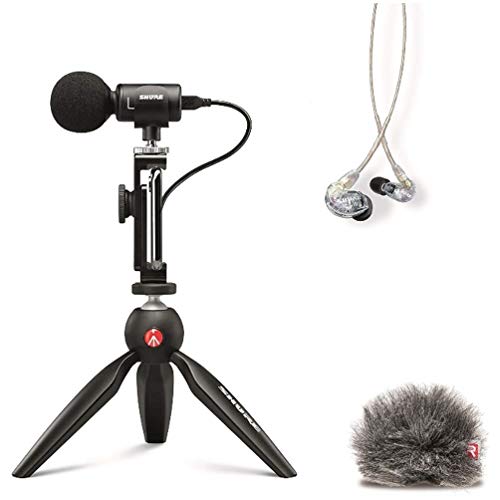 SHURE MV88+SE215-CL-A ポータブル動画撮影キット : ステレオコンデンサーマイク iOS Android 