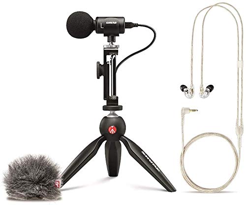 SHURE MV88+SE215-CL-A ポータブル動画撮影キット : ステレオコンデンサーマイク iOS Android 