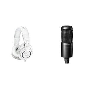 audio-technica プロフェッショナルモニターヘッドホン ATH-M50xWH & オーディオテクニカ コンデンサーマイクロホン AT2020通販セール