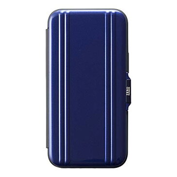 【iPhone12 mini ケース】ZERO HALLIBURTON Hybrid Shockproof Flip Case (Blue)