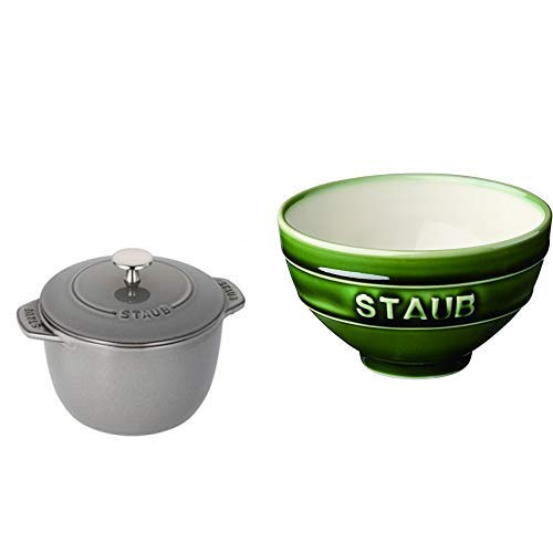 staub ストウブ 「 ラ ココット de GOHAN グレー S 12cm 」 ご飯鍋 炊飯器 【日本正規販売品】 La Cocotte de GOHAN 40509-702 ル チャワン バジルグリーンセット