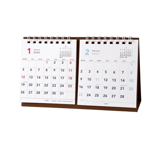 エムプラン 2026 カレンダー キュービックス 卓上 プチ 2ヶ月 月曜始まり ベーシック 204023-01-68 2026年 1月 送料無料