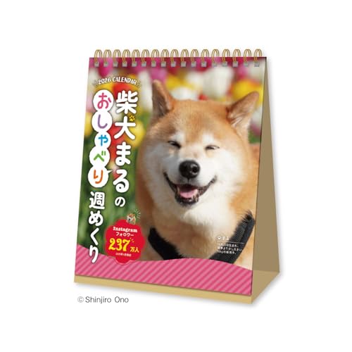 新日本カレンダー 2026年 カレンダー 卓上 柴犬まるのおしゃべり週めくり NK4600 送料無料