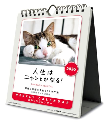 トライエックス 人生はニャンとかなる！ 卓上/壁掛 2026年カレンダー 18×14cm CL-384 送料無料