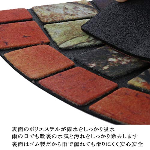 ベストコ 玄関マット 24×50cm セミサークルステンドタイル 泥落とし 水洗いOK エントランスラバーマット ND-464 送料無料 [3]
