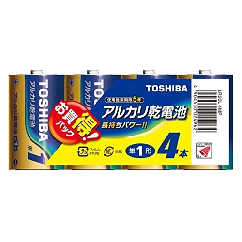 東芝 アルカリ乾電池 単1形1パック4本入 LR20L 4MP 送料無料