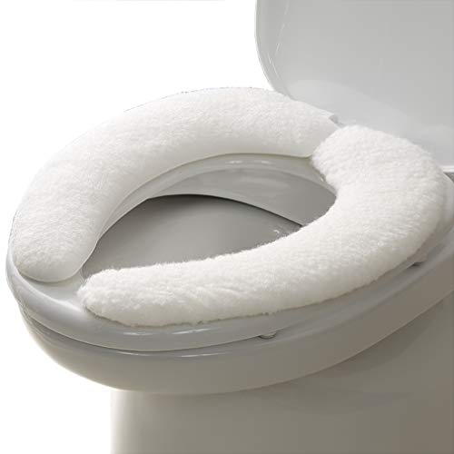 【日本製 消臭 洗える】サンコー ずれない ハイパイルタイプ トイレ 便座カバー 25mm ホワイト ...