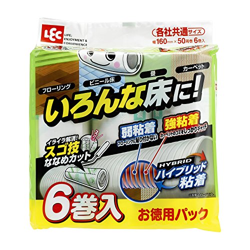 レック 激コロ フローリング対応 粘着テープ 50周 スペア 6個入 / 切りやすい 斜めカット / カーペットクリーナー 送料無料