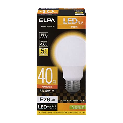 エルパ (ELPA) LED電球A形広配光 E26 電球色相当 屋内用 LDA5L-G-G5102 送料無料