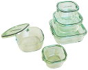 iwaki(イワキ) 耐熱ガラス 保存容器 グリーン 5個セット パック&レンジ PSC-PRN-5G 送料無料