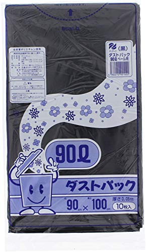 日泉ポリテック ゴミ袋 ゴミ箱用アクセサリ 黒 90L ダストパック 厚手0.05mm 日本製 (ケース販売) 10枚入 20個セット 送料無料