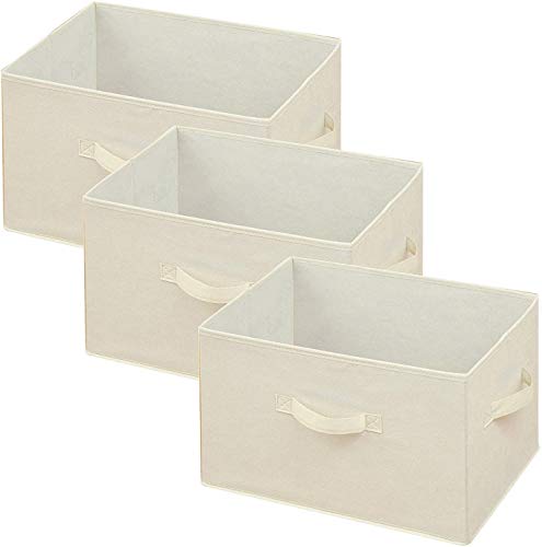 [山善] どこでも収納ボックス 折り畳み 【3個セット】 取っ手付き カラーボックス対応 衣類 収納 完成品 幅38×奥行25×高さ25 送料無料