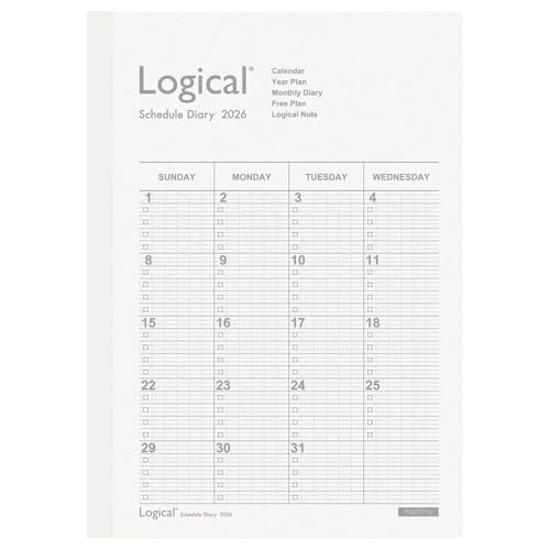 【2026年度版 手帳】 ナカバヤシ ロジカルダイアリー2026月間ノートタイプA／A5／ホワイト NS-A502-26AW【PT1】 送料無料