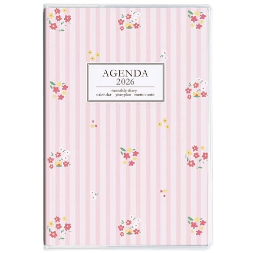 【2026年度版 手帳】 ナカバヤシ ノートダイアリー2026／A6／フラワーピンク NS-A601-26FP【PT1】 送料無料