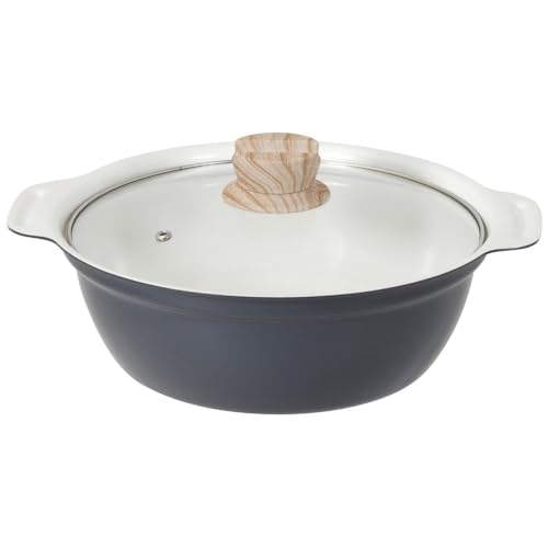 LIV PLUS 卓上鍋 両手鍋 28cm IH ガス火対応 ガラス蓋付 セラミック グレー NQ-0415 ビストロ・セラミック 送料無料