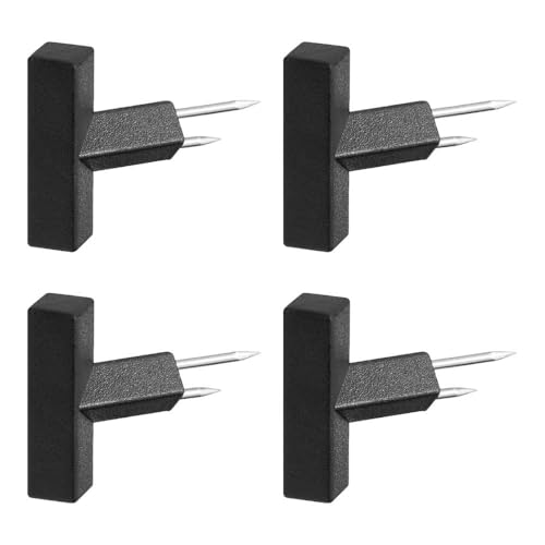山崎実業(Yamazaki) 2本の針で抜けにくい フック 画鋲 S 4個組 ブラック W0.6×D2.4×H1.9cm(針含む・1つ..