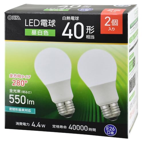 Led Bulb - オーム(OHM)オーム電機 LED電球 E26 40形相当 昼白色 2個入 LDA4N-G AG59 2P 06-5464 送料無料
