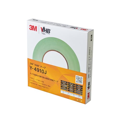 3M VHB テープ ガラス用 透明 Y-4910J 透明 幅19 mm x 1長さ10 m 厚み1 mm 個装 送...